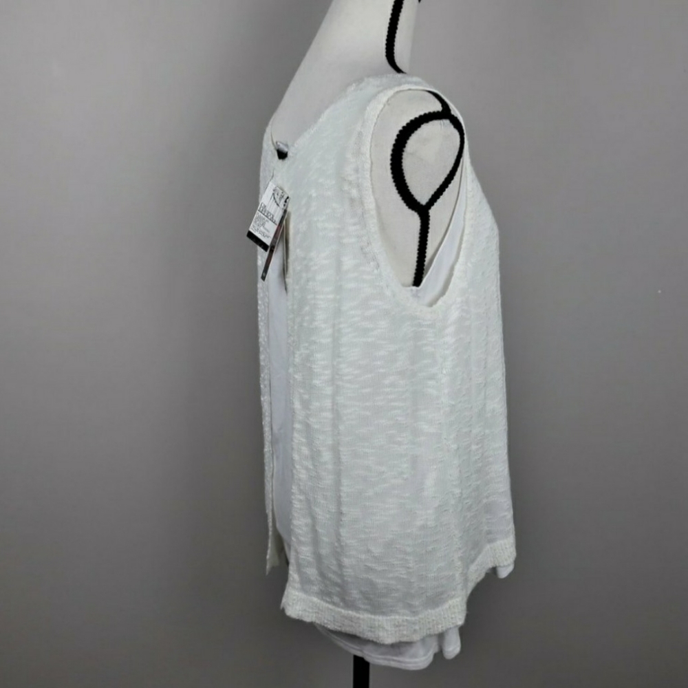 NWT Kensie Off White Double Layer Tank Size Large - Picture 9 of 12